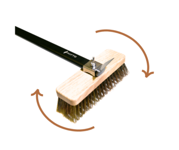 Escova Fatto com base de 20cm, cerdas de latão e raspador, ideal para limpeza de fornos profissionais.